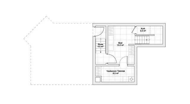 Plantegning kjeller. Hus 2.