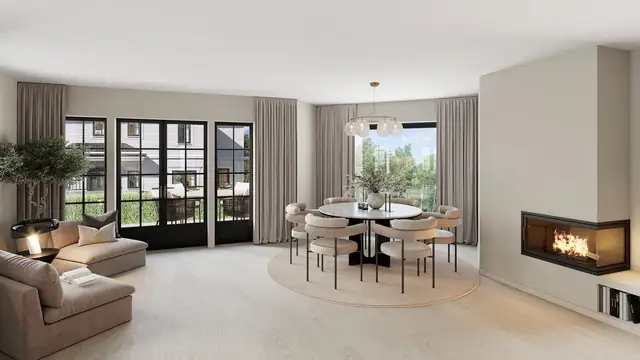 Stue hus 2. Hver bolig er utformet med nøye gjennomtenkte løsninger som fremhever det aller beste. Kjøkken og stue er plassert i en åpen og sosial løsning som strekker seg over store deler av 1. Bildene er illustrasjoner av husene og avvik kan forekomme.