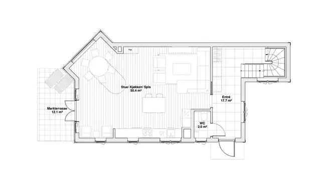 Plantegning 1. etasje. Hus 2.